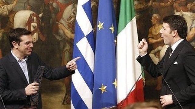 Matteo Renzi i-a oferit simbolic o cravată italiană lui Alexis Tsipras