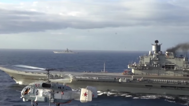 VIDEO | Un videoclip cu grupul naval condus de portavionul Kuznețov, în drum spre Siria