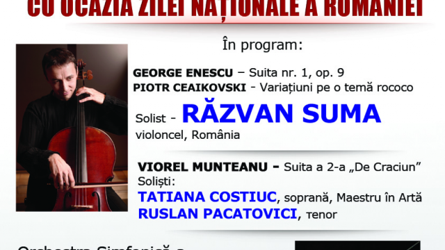 Concert extraordinar dedicat Zilei Naționale a României cu violoncelistul Răzvan Suma