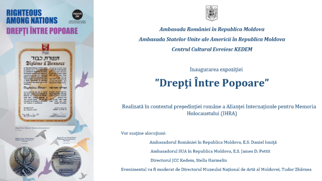 Ambasadorul României în R.Moldova, Daniel Ioniță, va participa la vernisarea expoziției ”Drepți între popoare”