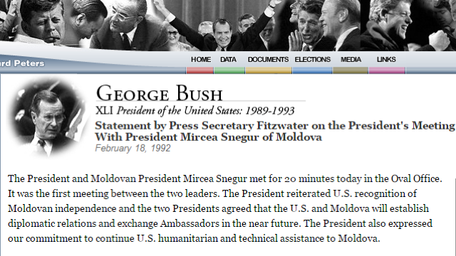 25 de ani de la întrevederea dintre Mircea Snegur și George Bush