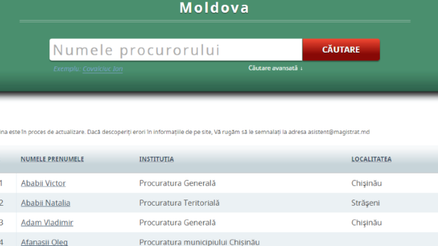 Bază de date cu toți procurorii din R.Moldova