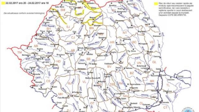 România | Cod galben de inundații în șase bazine hidrografice