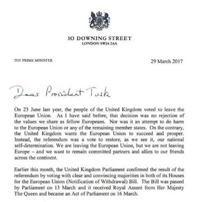 UPDATE | Premierul Theresa May confirmă că Marea Britanie a declanșat Brexit-ul