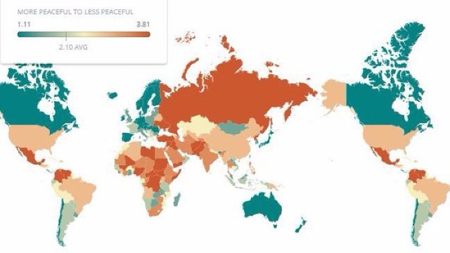 Harta mondială a păcii. Care sunt cele mai periculoase țări din lume