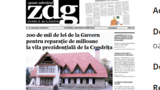 ZdG: Reparație de MILIOANE la vila prezidențială de la Condrița (Revista presei)