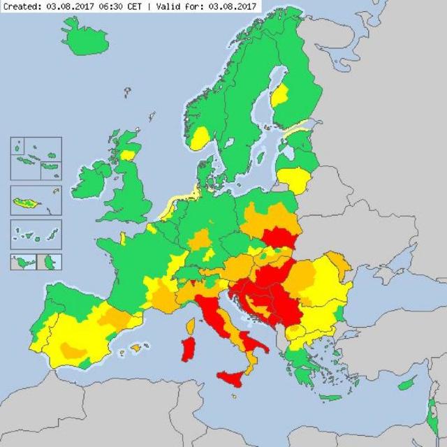 Cod roșu de caniculă în nouă țări din Europa