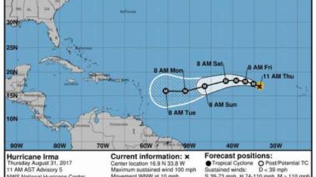 Un nou uragan, Irma, s-a format în bazinul Oceanului Atlantic 