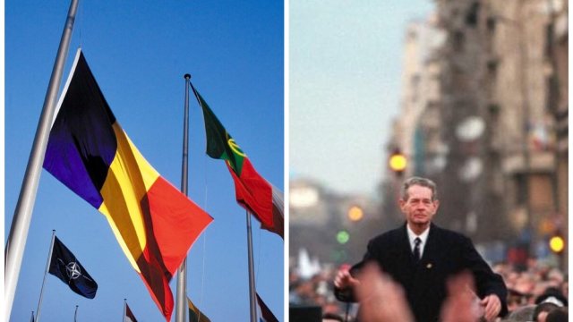 Steagul României, coborât în bernă la sediul NATO, în memoria Regelui Mihai I
