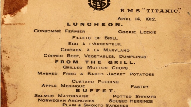 Meniul primului prânz servit pe Titanic, vândut pentru 100.000 de lire sterline