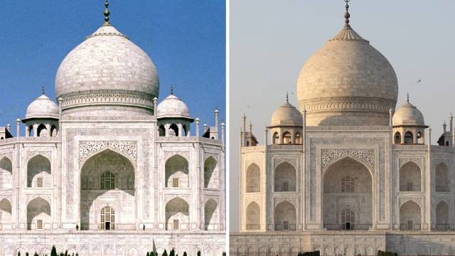 Monumentul indian Taj Mahal începe să capete nuanțe galbene și verzi din cauza poluării