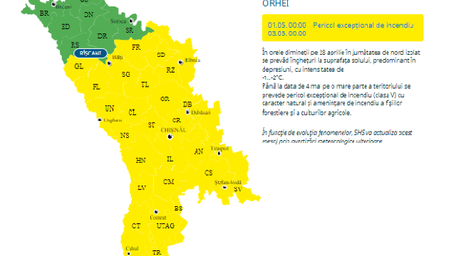 Săptămână de foc pentru R.Moldova. Cod galben de incendiu și temperaturi excesive