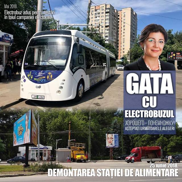 Electrobuzul lansat în timpul campaniei electorale pentru alegerile din Chișinău a fost trimis înapoi la Minsk