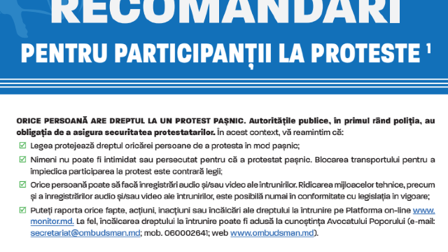 Broșură cu recomandări pentru participanții la proteste