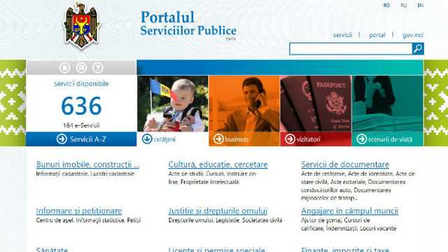 Pe pagina www.servicii.gov.md sunt disponibile 635 de fișe de servicii publice 