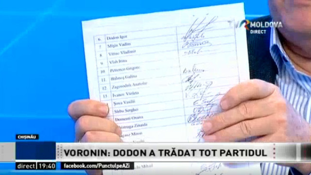 Voronin a prezentat într-o emisiune TV angajamentul prin care Igor Dodon semna că nu va părăsi comuniștii