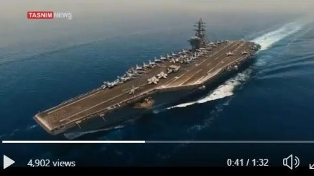VIDEO | Iranul arată imagini cu un portavion american survolat de o dronă a Gardienilor Revoluției