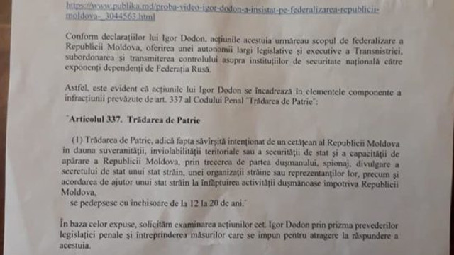 Reacția Procuraturii Generale după plângerea penală depusă împotriva lui Igor Dodon (ZDG)