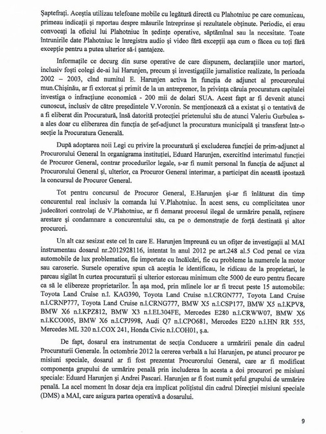 Andrei Năstase a sesizat Consiliul Superior al Procurorilor să inițieze procedura de urmărire penală împotriva lui Eduard Harunjen (doc)