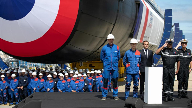 VIDEO | Emmanuel Macron a prezentat ultimul tip de submarin nedetectabil pe radar, construit în Franța