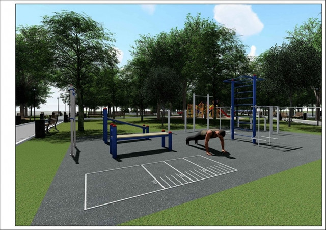 FOTO | Un teren de joacă pentru copii, un teren de fitness și parcări pentru biciclete sunt amenajate în Scuarul Mezon din Chișinău