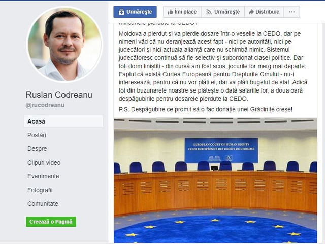 Ruslan Codreanu va depune un dosar la CEDO, privind refuzul de înregistrare a sa în cursa electorală
