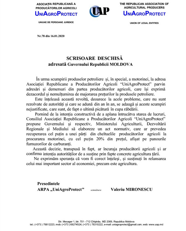 DOC | Agricultorii, revoltați de scumpirea motorinei, apelează la Guvern pentru ajutor