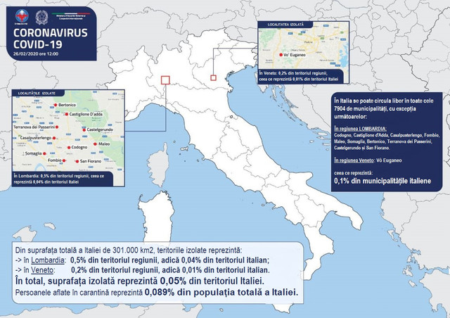Ambasada Italiei la Chișinău oferă informații și HARTA zonelor în care au fost luate măsuri restrictive în peninsulă 