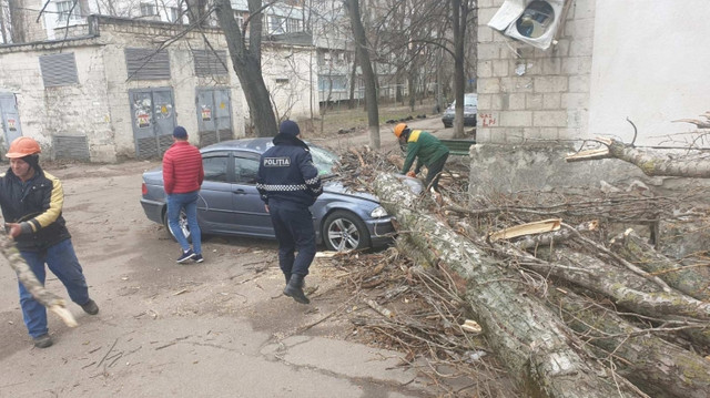 FOTO, după vântul puternic în Chișinău | Locuitorii capitalei sunt îndemnați să fie prudenți când se deplasează pe străzi