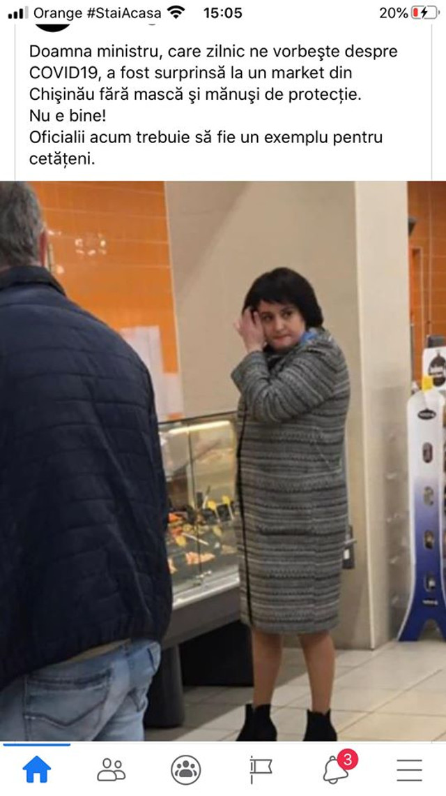 FOTO | Ministrul Sănătății, Viorica Dumbrăveanu, surprinsă într-un supermarket fără mască de protecție și mănuși, în plină pandemie COVID-19. Cum a reacționat premierul Ion Chicu
