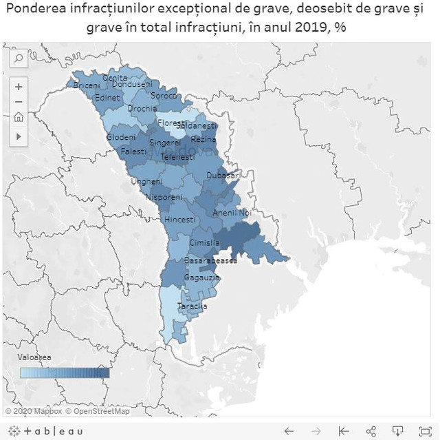 Cum arată harta pe raioane și alte date statistice privind infracțiunile în R.Moldova 