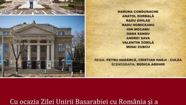 Urmăriți online spectacolul „Sfatul țării”, difuzat simultan de teatrele din Iași și Chișinău. 102 ani de la Unirea Basarabiei cu România 