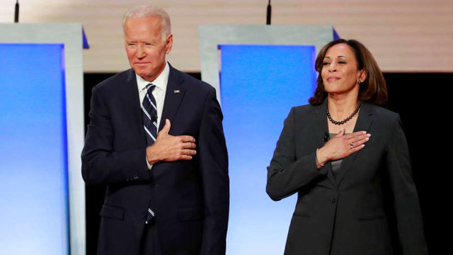 Senatoarea Kamala Harris, o vreme candidată la învestitura democrată, și-a exprimat susținerea pentru Joe Biden