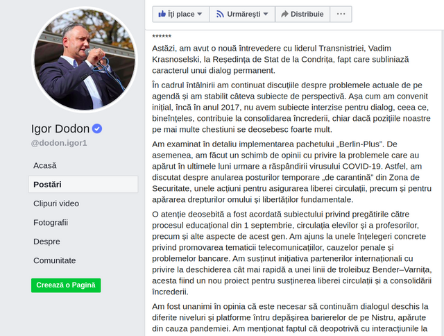 Igor Dodon, după întâlnirea cu Vadim Krasnoselski: Am ajuns la înțelegeri concrete, dar pozițiile noastre pe mai multe chestiuni se deosebesc foarte mult