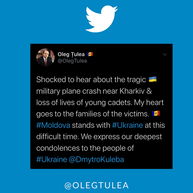 Ministrul de Externe, Oleg Țulea, a transmis un mesaj de compasiune omologului său ucrainean după tragicul accident aviatic. „Moldova este alături de Ucraina în aceste momente grele”