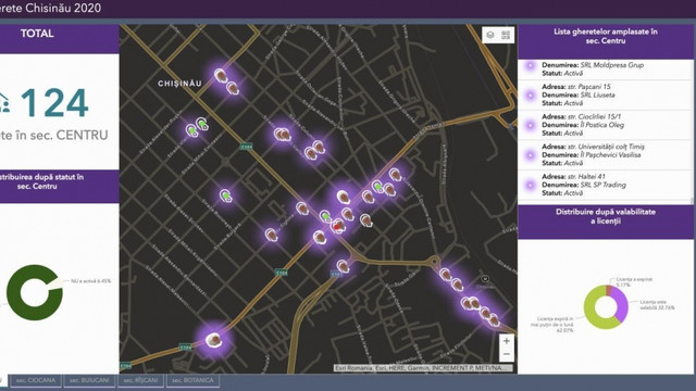 Harta digitală a gheretelor amplasate pe străzile municipiului Chișinău