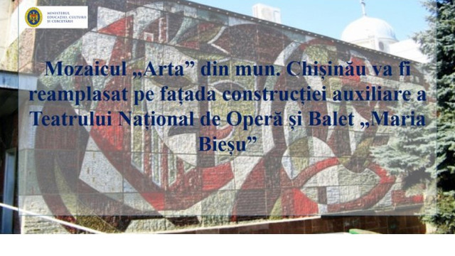 Mozaicul „Arta” va fi reamplasat pe fațada construcției auxiliare a TNOB