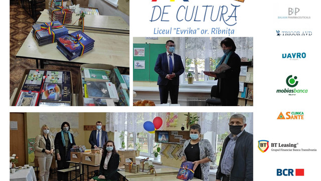 Donație de cărți pentru liceul românesc „Evrika” din Râbnița din partea AIR și cu aportul Ambasadei României la Chișinău