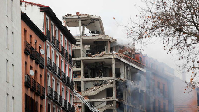 O puternică explozie a provocat prăbușirea parțială a unei clădiri din centrul Madridului