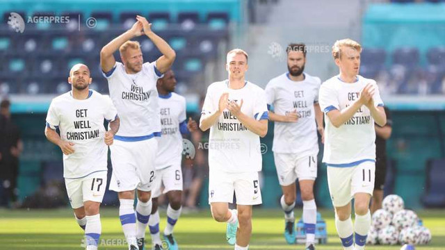 EURO 2020: Jucătorii naționalei Finlandei s-au încălzit în tricouri cu mesaj pentru Eriksen