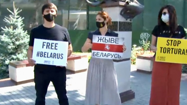 Protest în fața Ambasadei Belarus: „Stop tortura!”