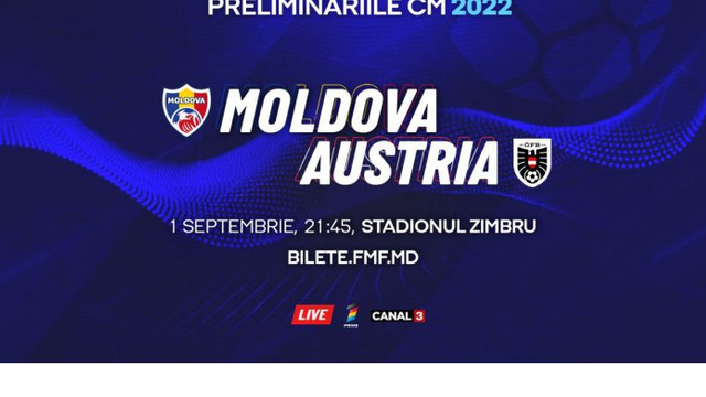 Naționala de fotbal a R. Moldova va juca astăzi împotriva selecționatei Austriei
