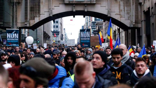 Mii de manifestanți la Bruxelles împotriva măsurilor anti-COVID