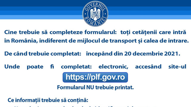 Formularul digital de localizare a pasagerilor, obligatoriu de luni la intrarea în România