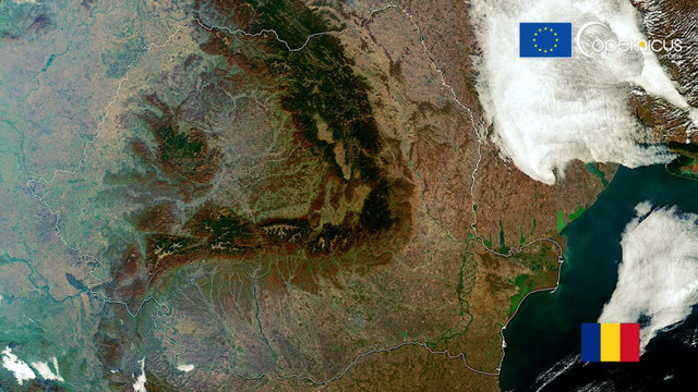 Cum arată România văzută din spațiu. Imaginea surprinsă de satelitul Sentinel-3
