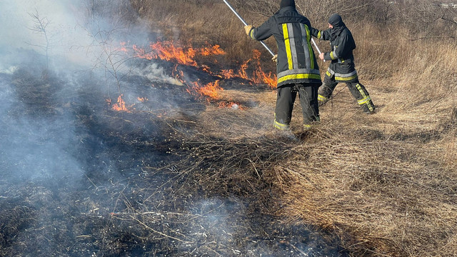 Un incendiu care s-a extins pe o suprafață de peste 10 hectare de vegetație în apropiere de șoseaua Balcani a fost stins de pompieri