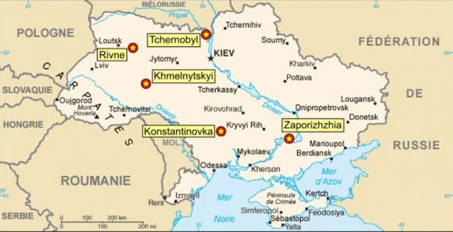 HARTĂ | Unde sunt amplasate cele cinci centrale nucleare din Ucraina

