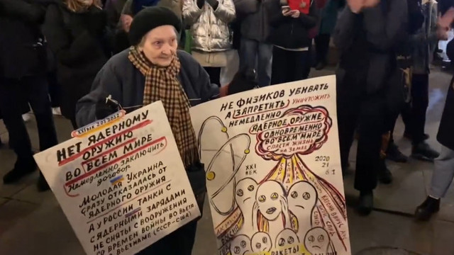 VIDEO | O pensionară care a supraviețuit asediului Leningradului din anii '40, ridicată de scutieri pentru că a cerut încetarea războiului