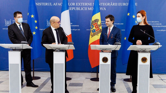 Ministrul pentru Europa și afaceri externe al Franței, Jean Yves Le Drian, la Chișinău: „Suntem frapați de toate eforturile pe care le depune R.Moldova în gestionarea acestei crize umanitare. Astăzi va sosi primul ajutor umanitar din partea Franței”