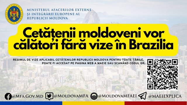 Cetățenii Republicii Moldova pot călători fără vize în Brazilia